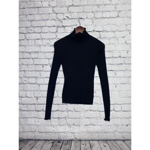 Shinestar Black Ribbed Turtleneck‎ Long Sleeve Sweater Top Women's Size L